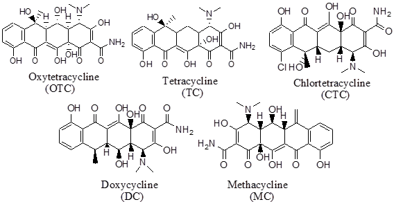 常见四环素类抗生素结构图